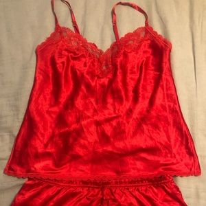 red satin pajamas